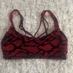 Lululemon Athletica Free to Be Wild Sports Bra— Red Snake Print